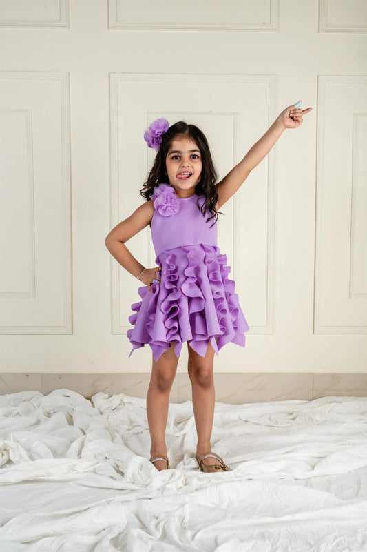 Lilac Scuba Frill Dress