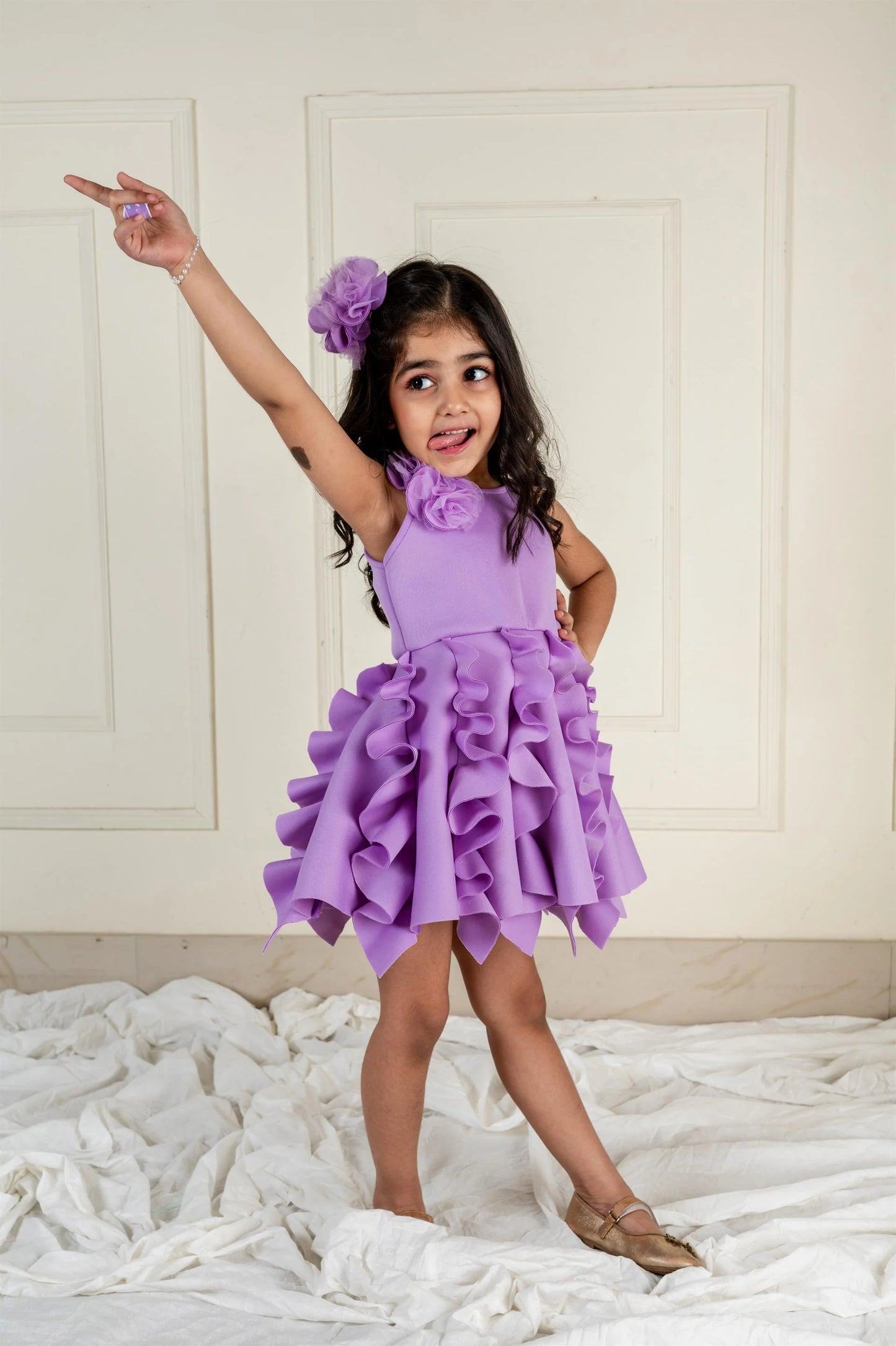 Lilac Scuba Frill Dress