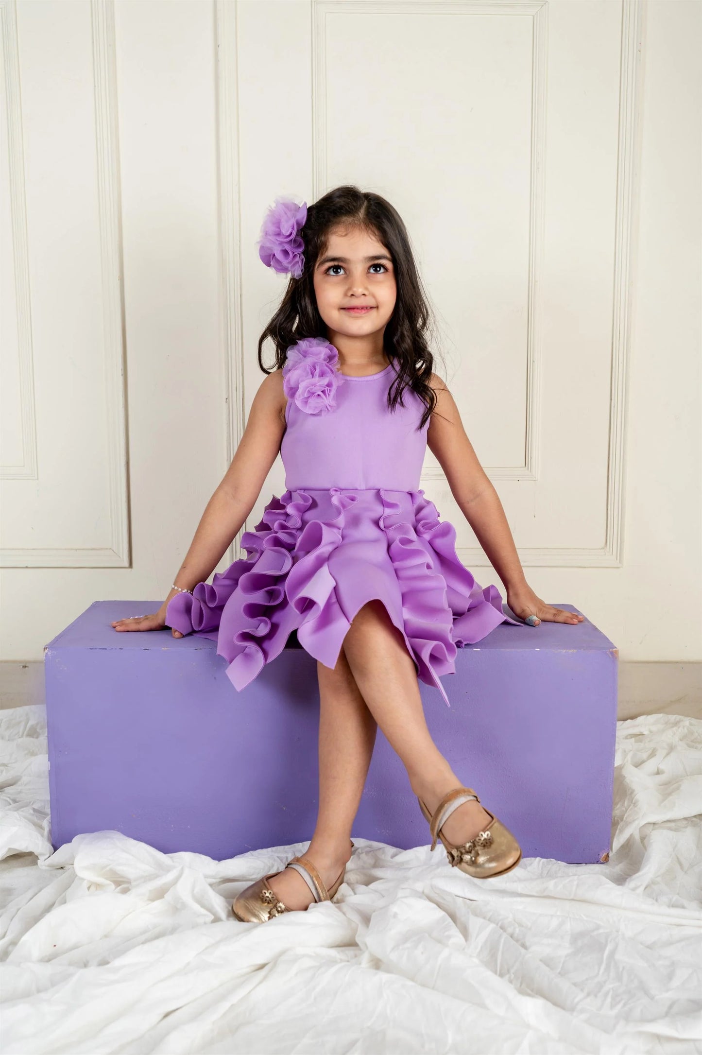 Lilac Scuba Frill Dress