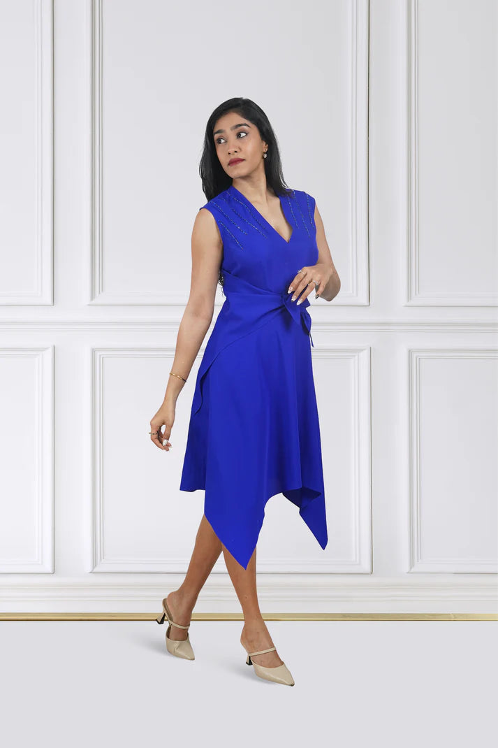 Electric Blue Knot Midi Dress