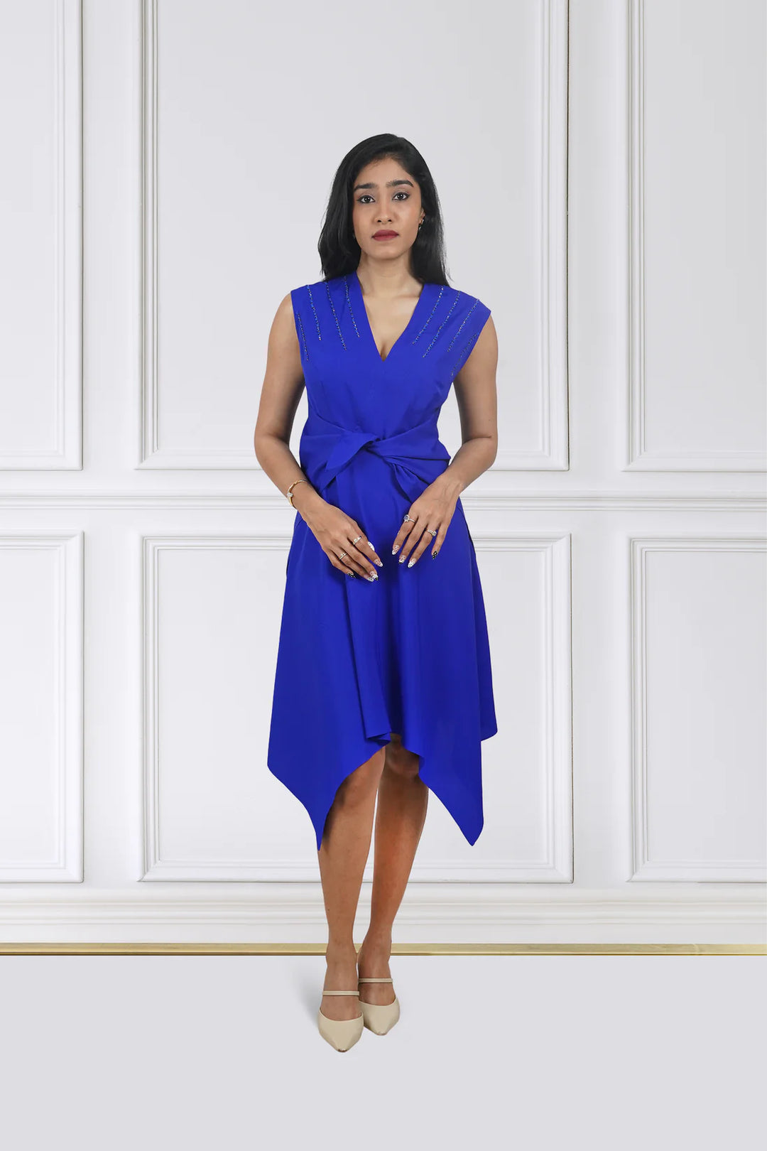 Electric Blue Knot Midi Dress  The Outfit Club