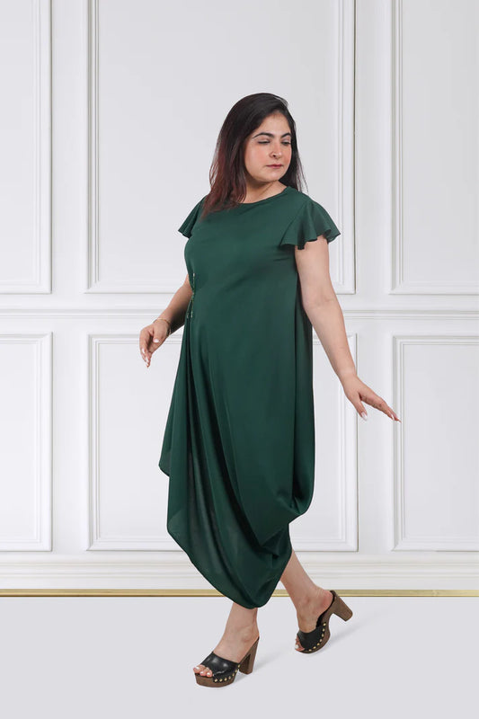 Emerald Starburst Drape Dress