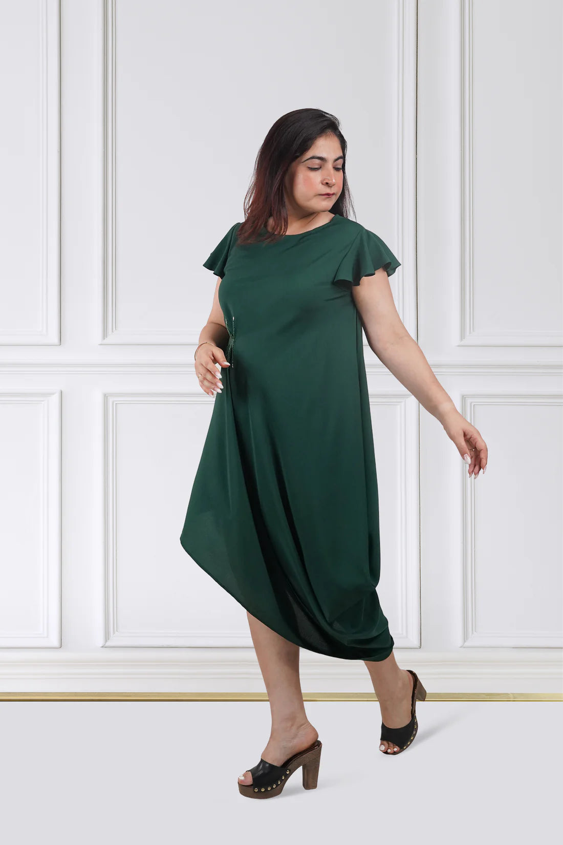Emerald Starburst Drape Dress