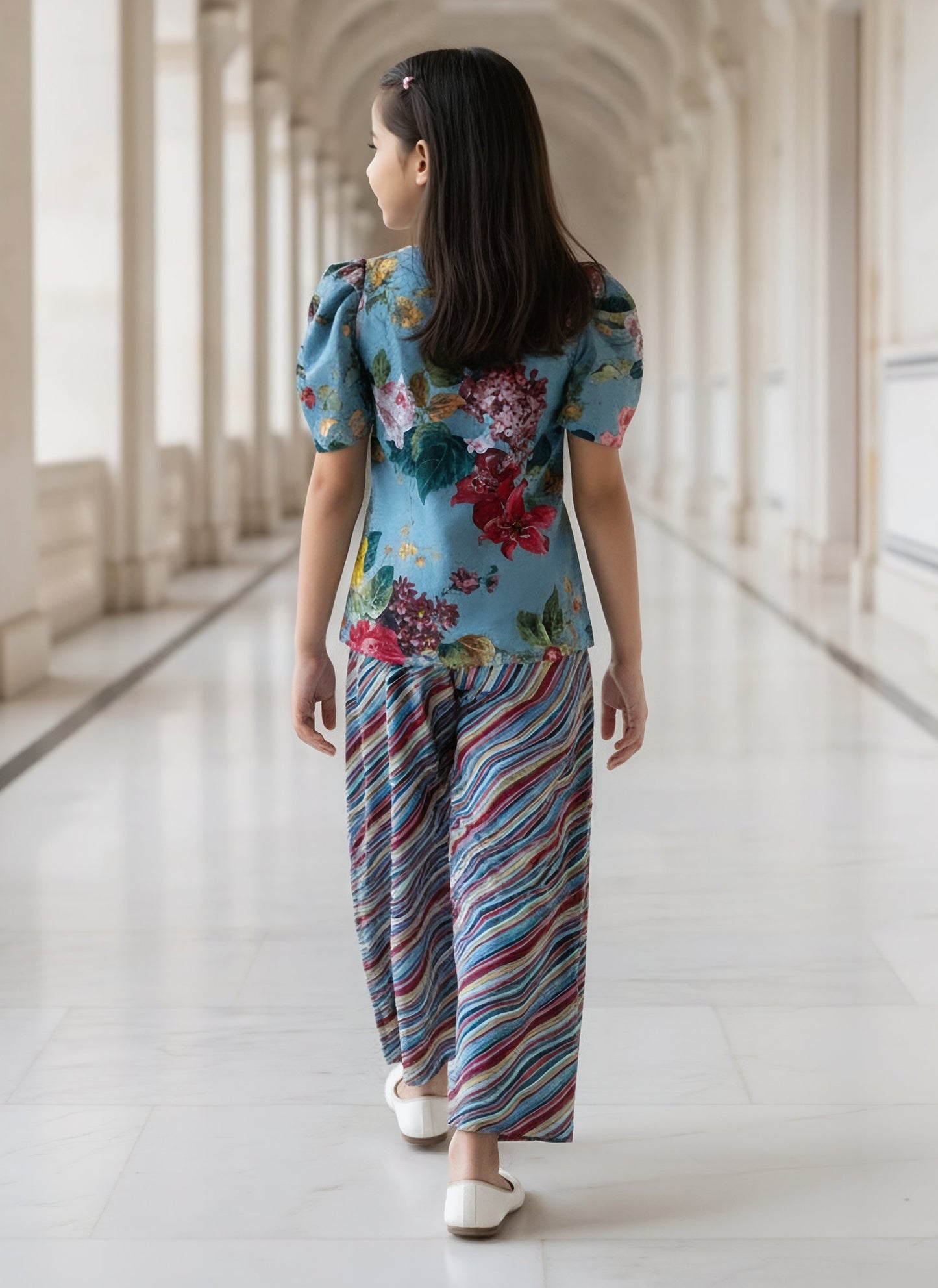 Blue Printed Kurti with Plazo