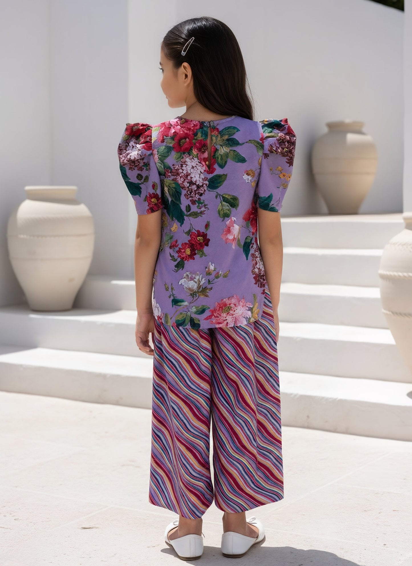 Purple Printed Kurti with Plazo