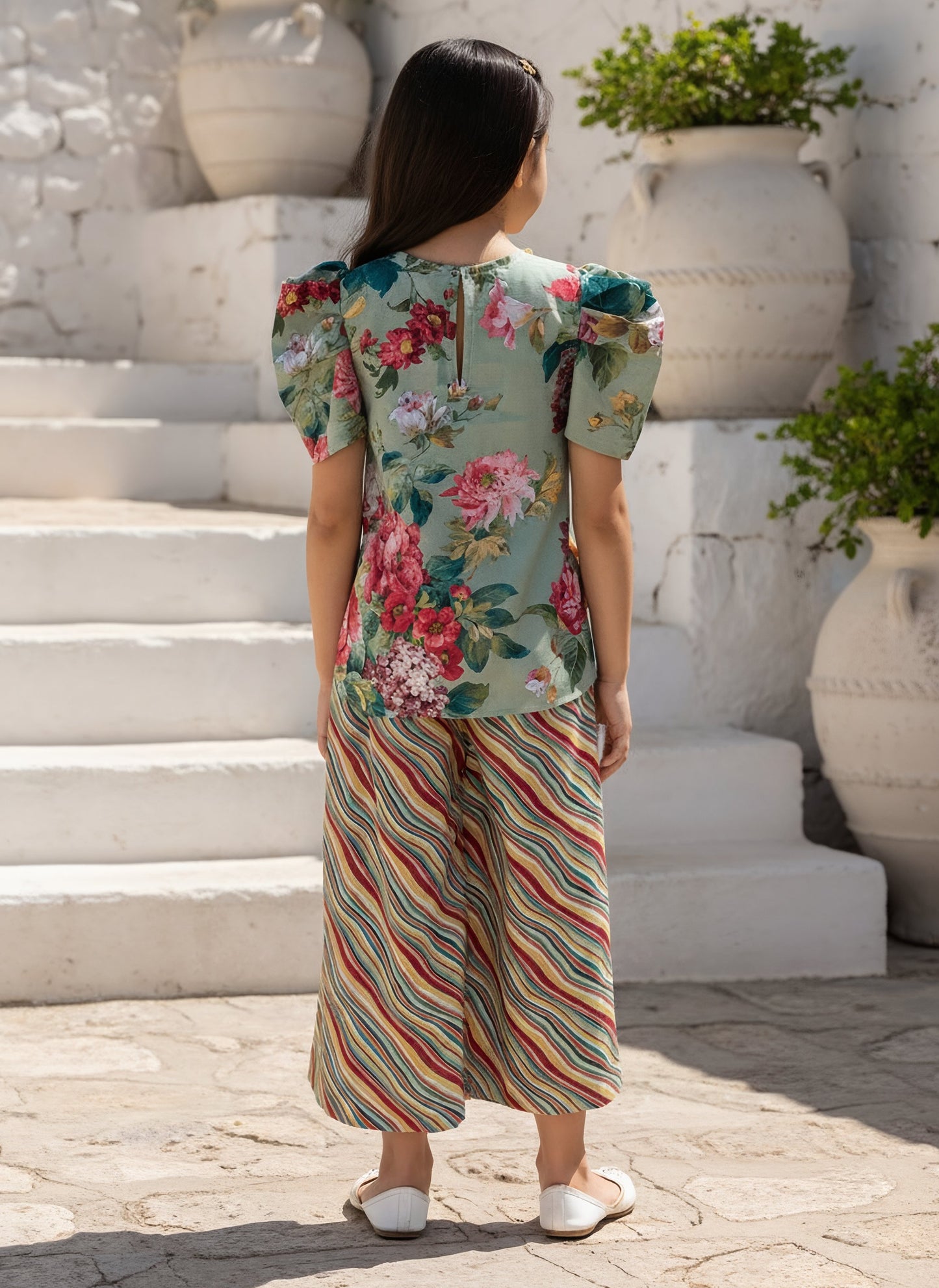 Green Printed Kurti with Plazo