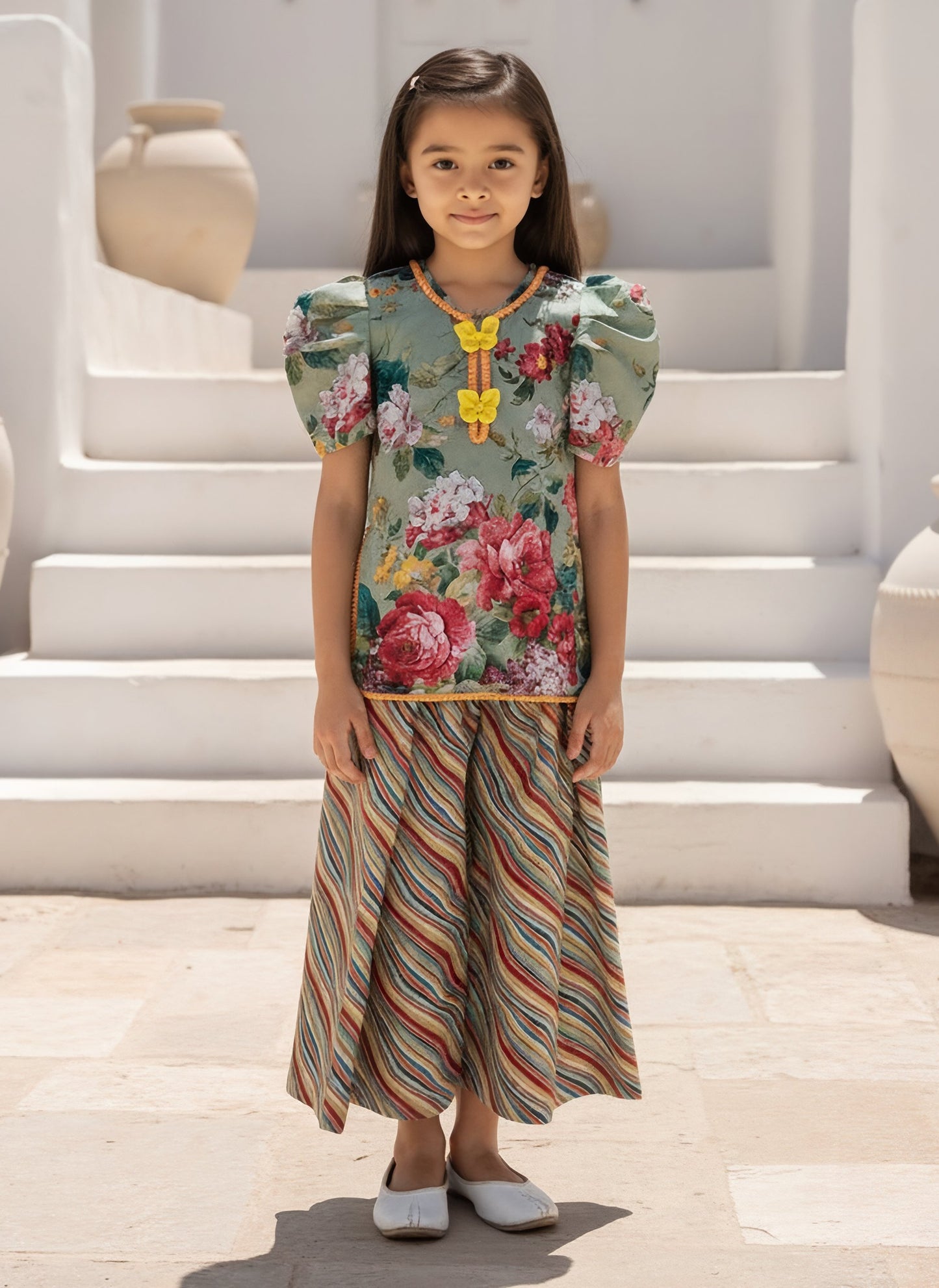 Green Printed Kurti with Plazo