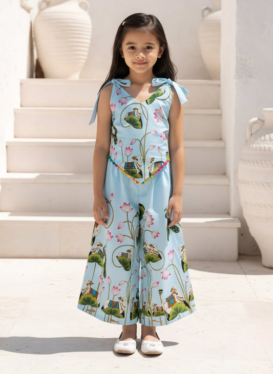 Printed Crop Top with Plazo