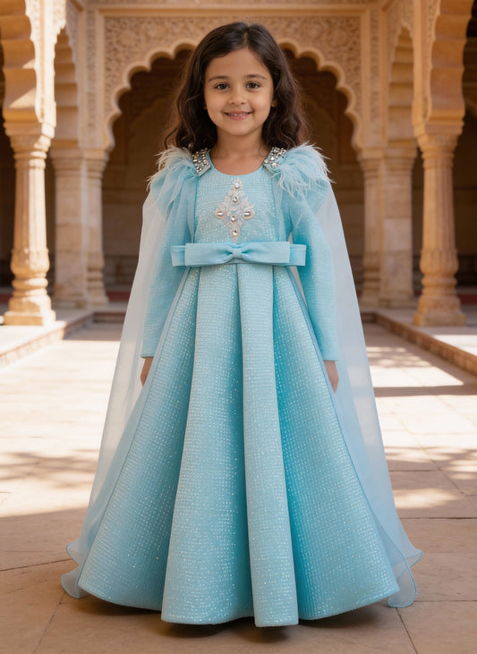 Blue Sequence Embroidery Gown