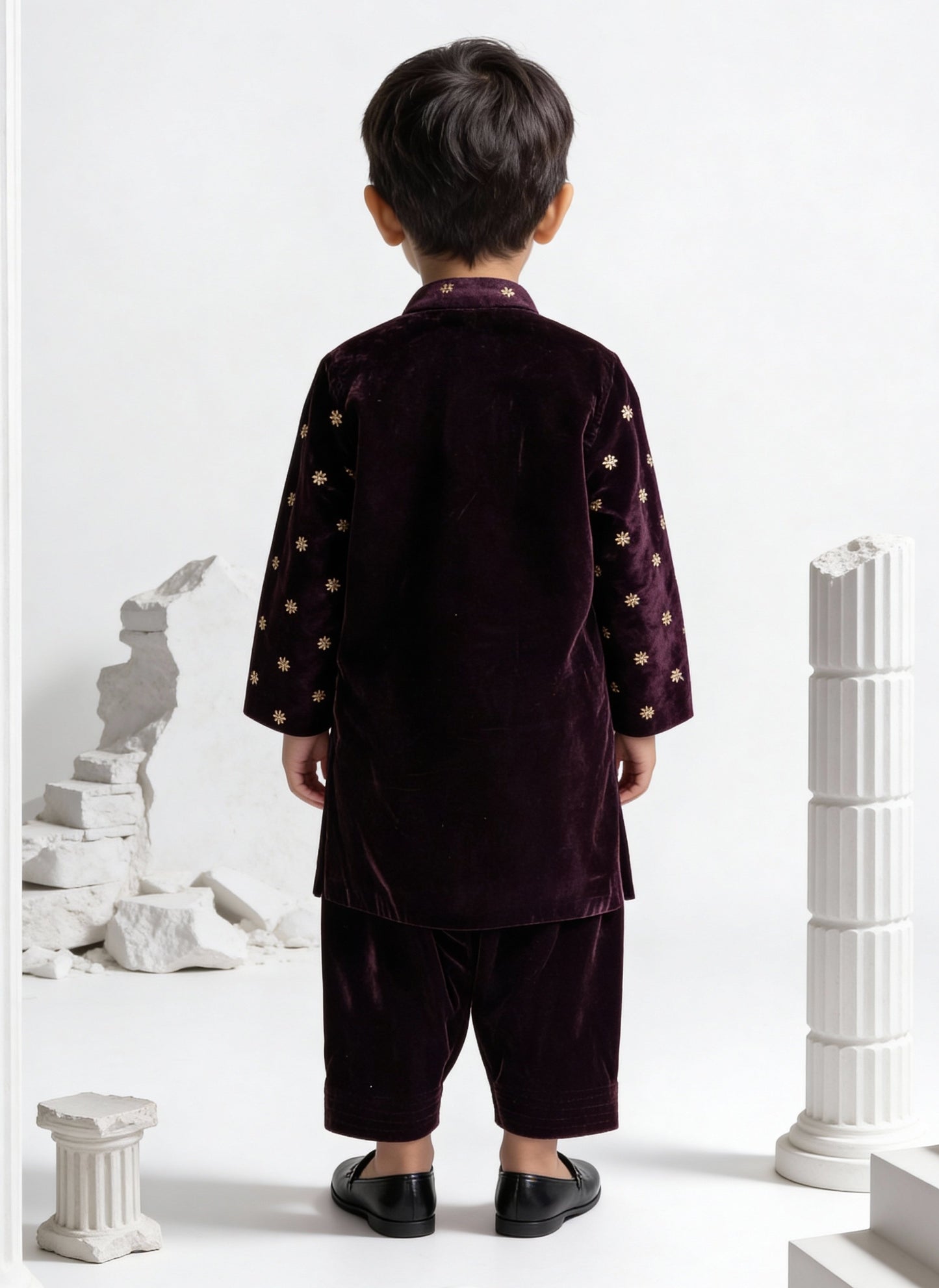 Burgundy Magic Velvet Kurta Set