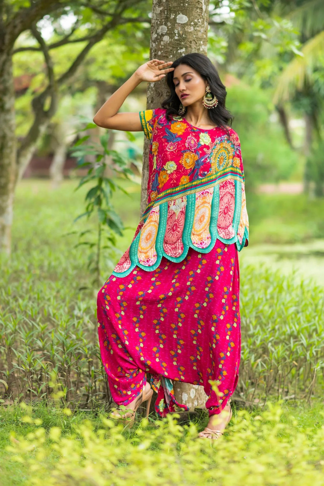 Printed Red Jumpsuit