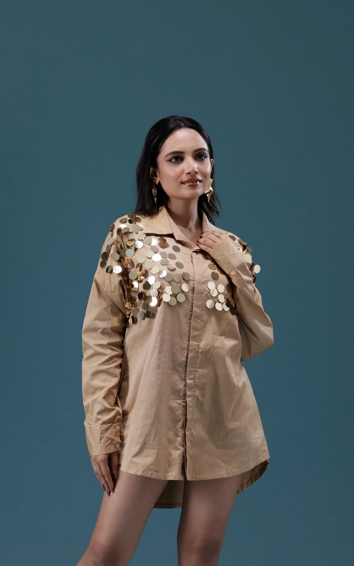 Gold Sequin Patch Shirt