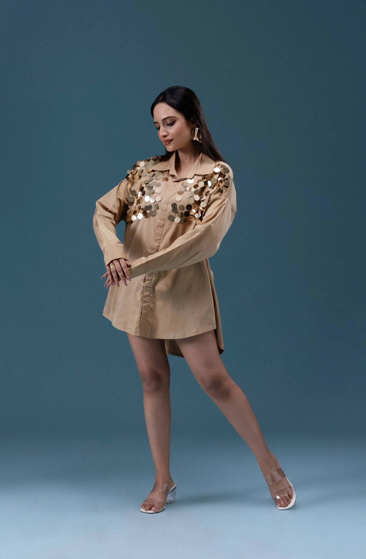 Gold Sequin Patch Shirt