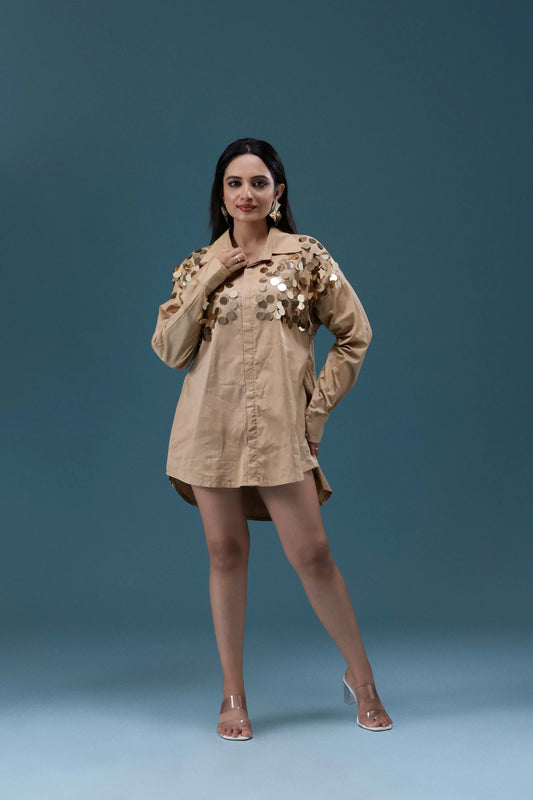 Gold Sequin Patch Shirt