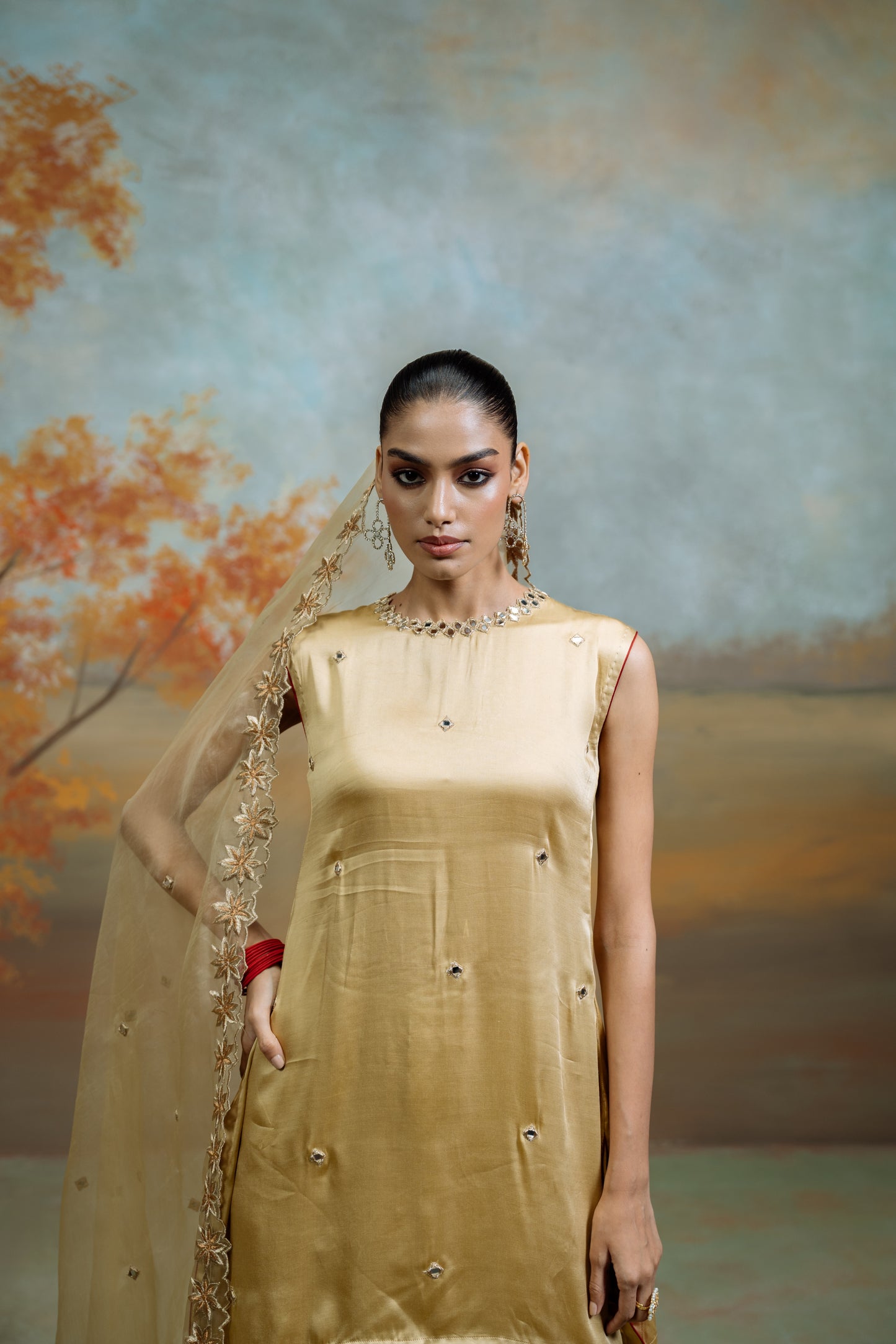 Golden Mirror Gharara Set