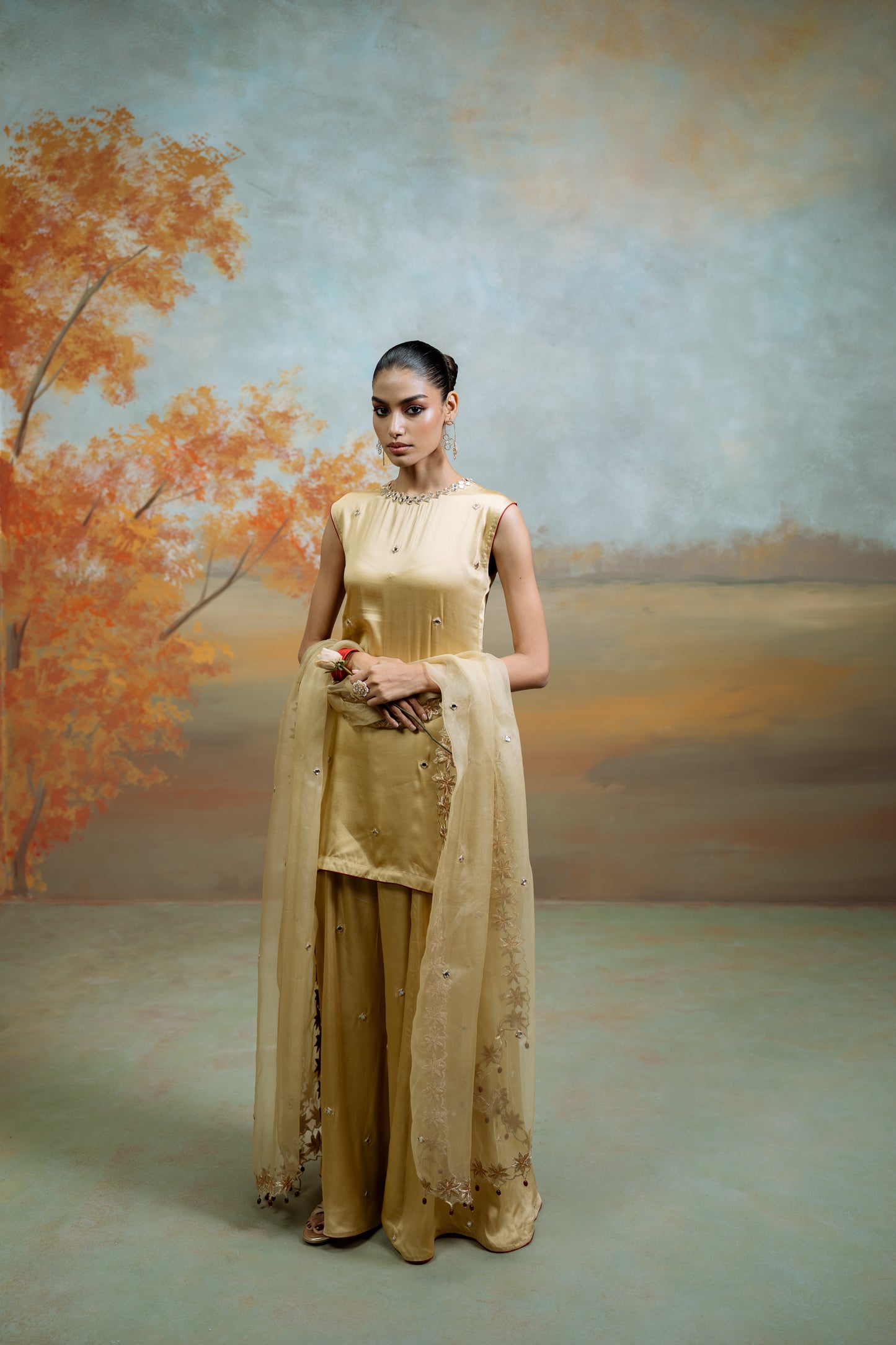 Golden Mirror Gharara Set