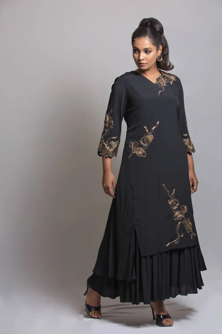 Golden Fern Drape Dress