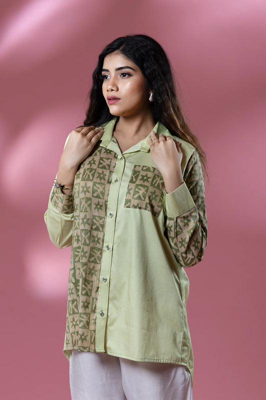Green Italian Cotton Batik Shirt
