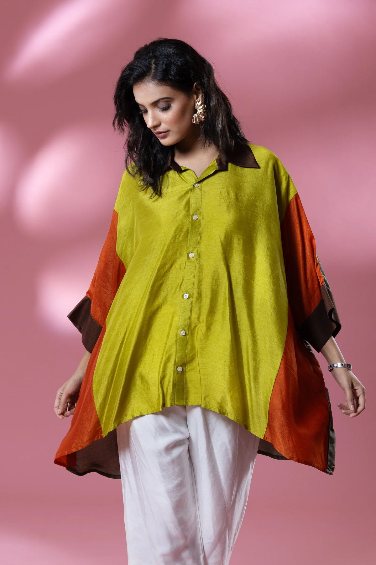 Multi-Colour Bemberg Silk Boho Oversized Shirt
