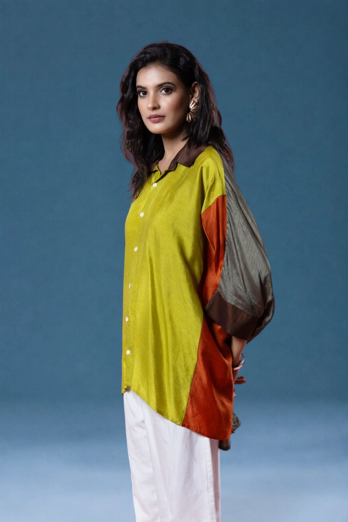 Multi-Colour Bemberg Silk Boho Oversized Shirt