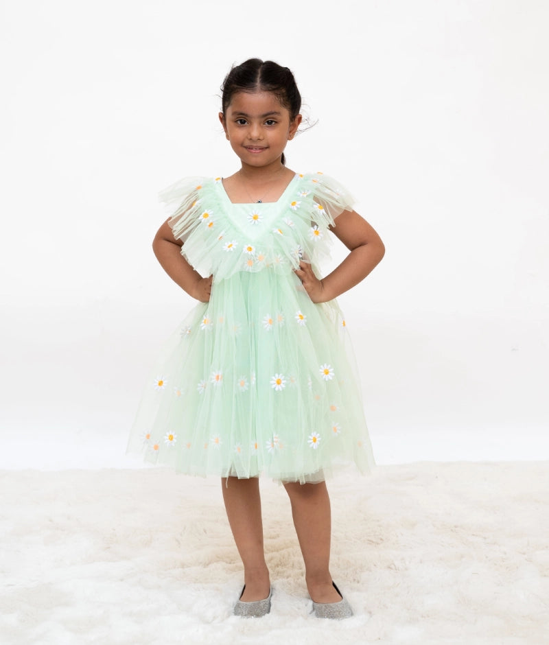 Green Bloom Net Dress