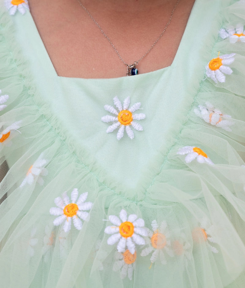 Green Bloom Net Dress