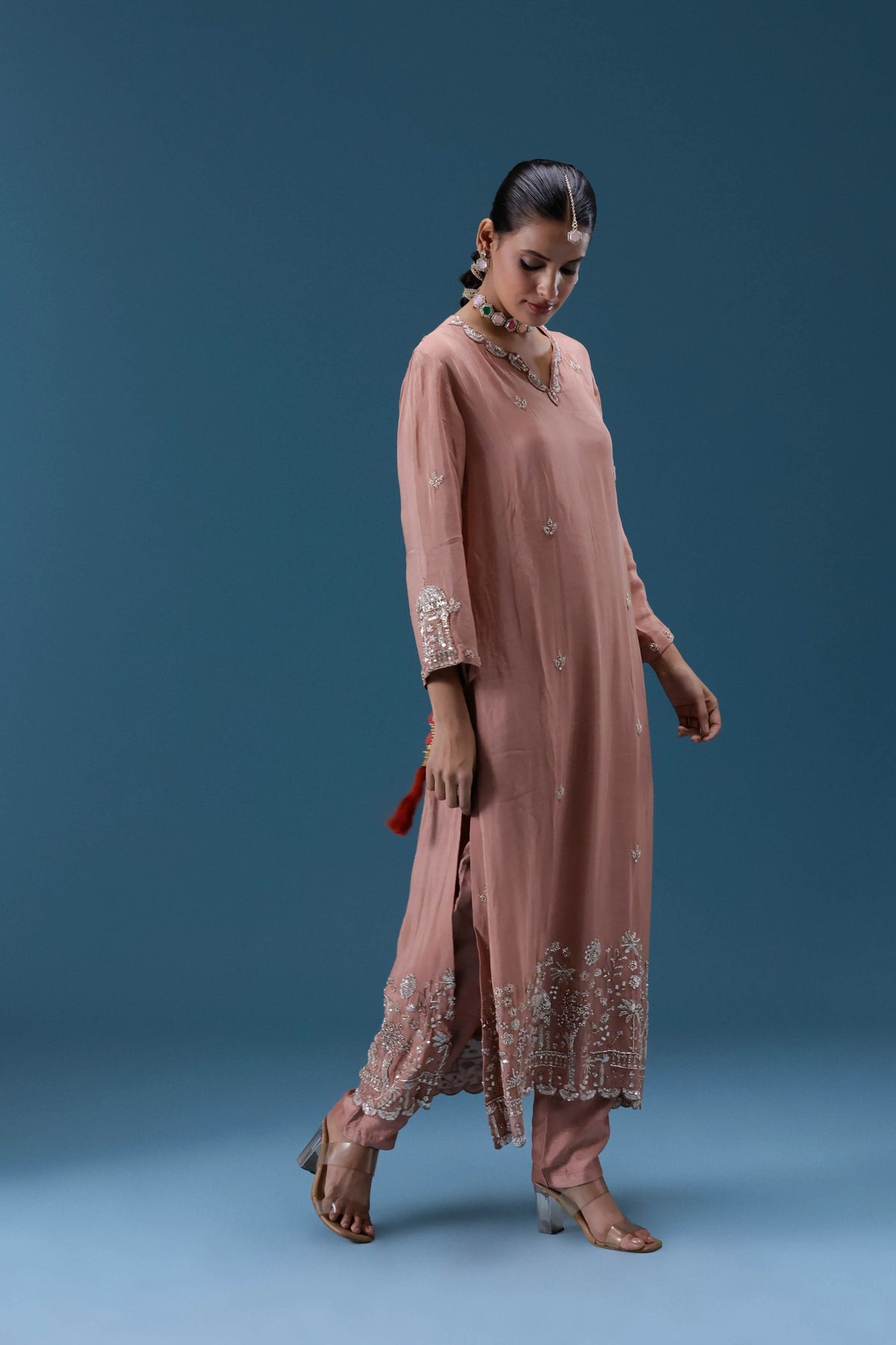 Gulnaar Blush Embroidered Kurta Set