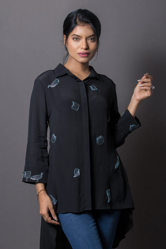 Placement Embroidery Bias Cut Top