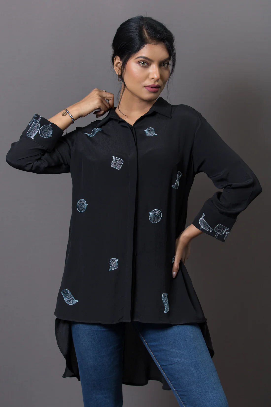 Placement Embroidery Bias Cut Top