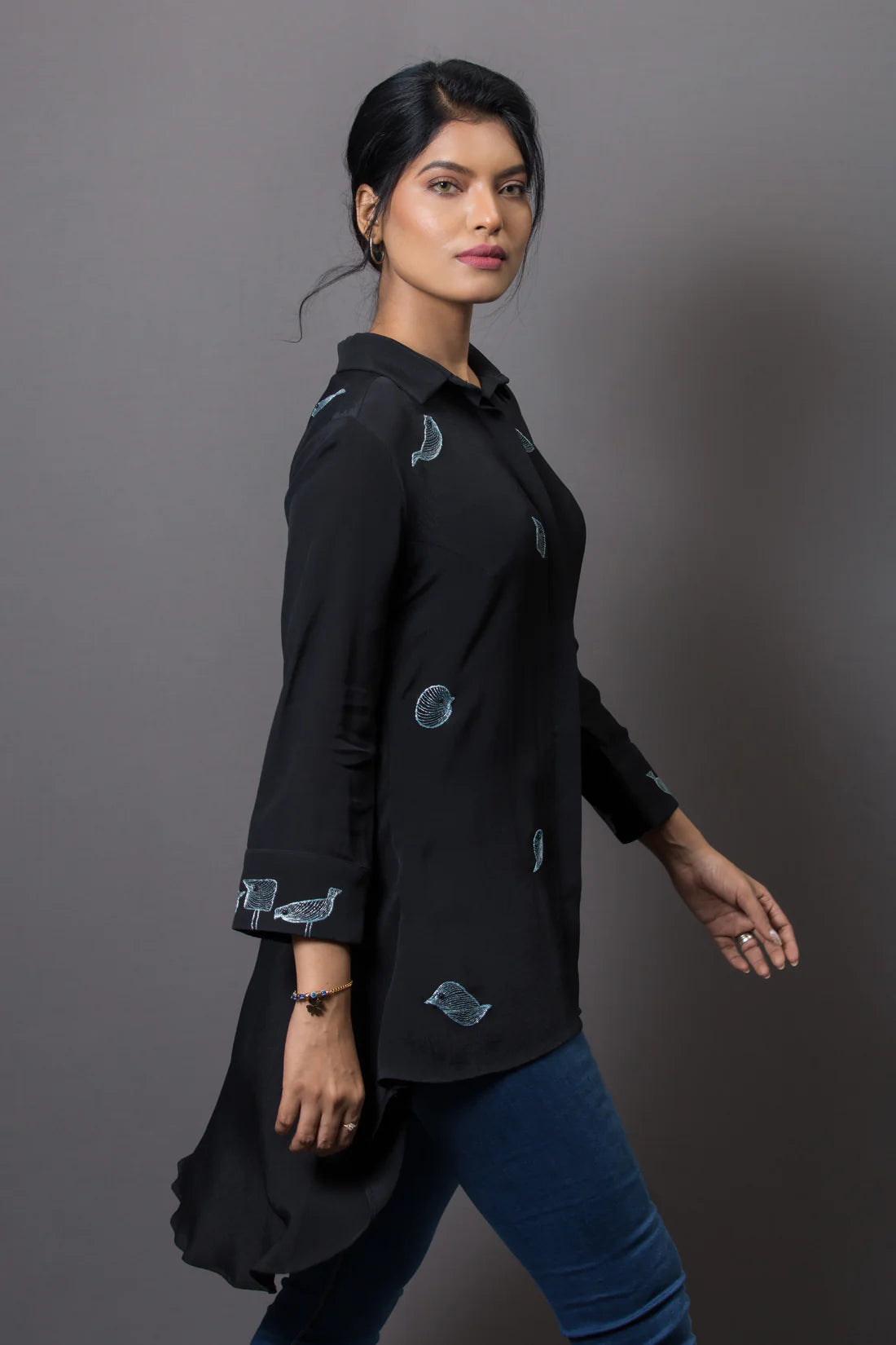Placement Embroidery Bias Cut Top