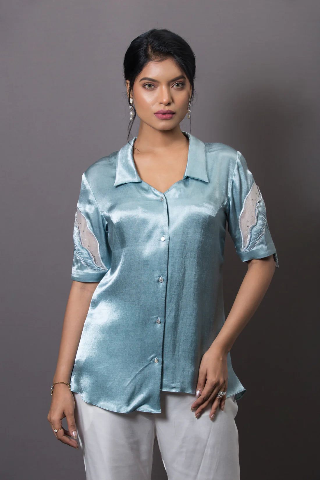 Criss cross cord set top with layerd pant