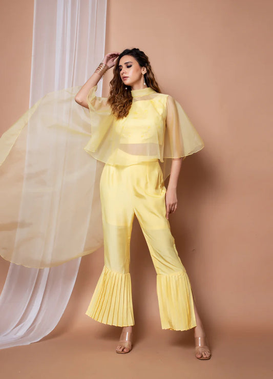 Embroidered Co-ord Set with Cape