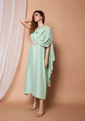 Embroidered Gown with scarf