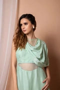 Embroidered Gown with scarf
