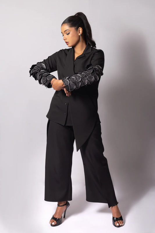 Petalwork Asymmetric lapel Blazer set