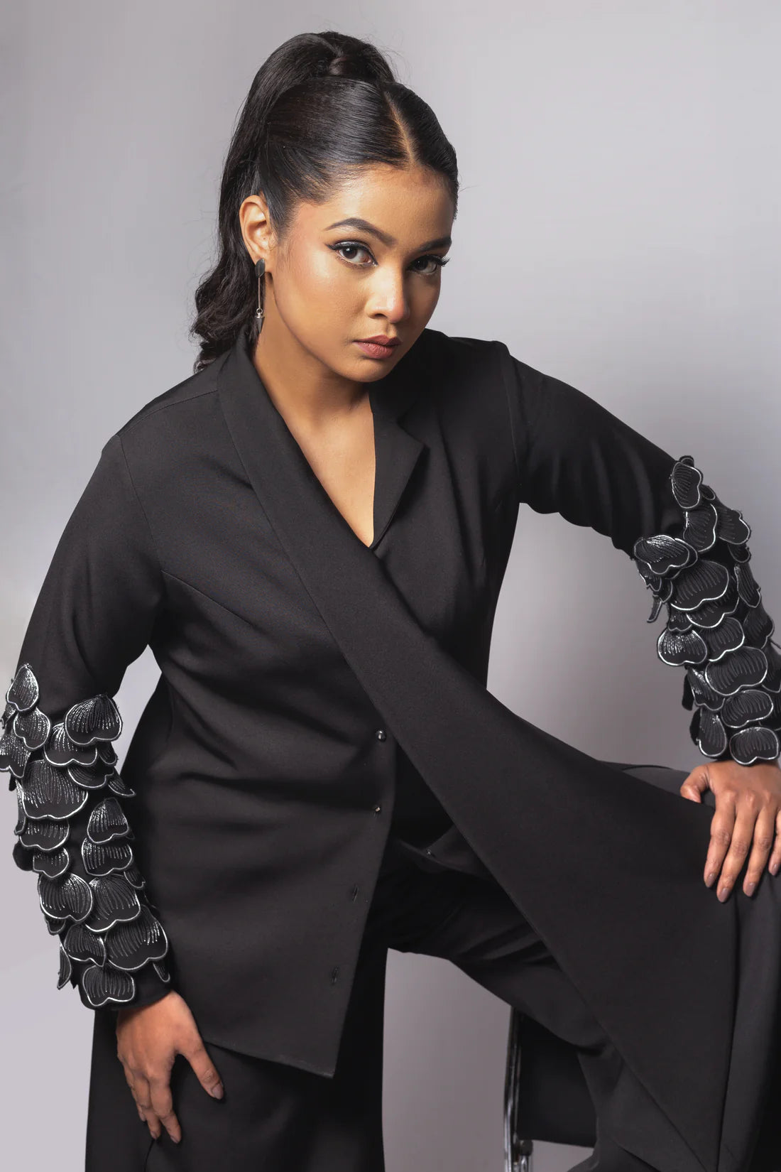 Petalwork Asymmetric lapel Blazer set