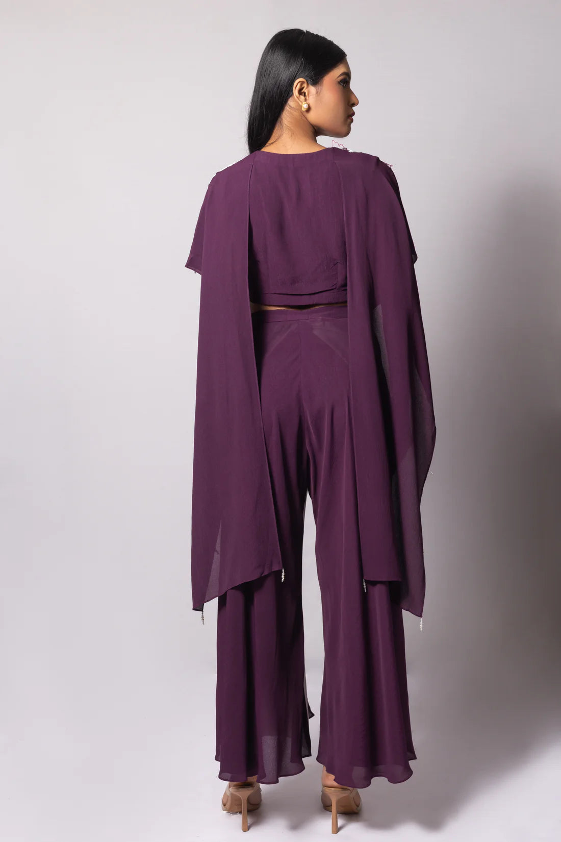 Grapes Cord Set with flare wrap around pant