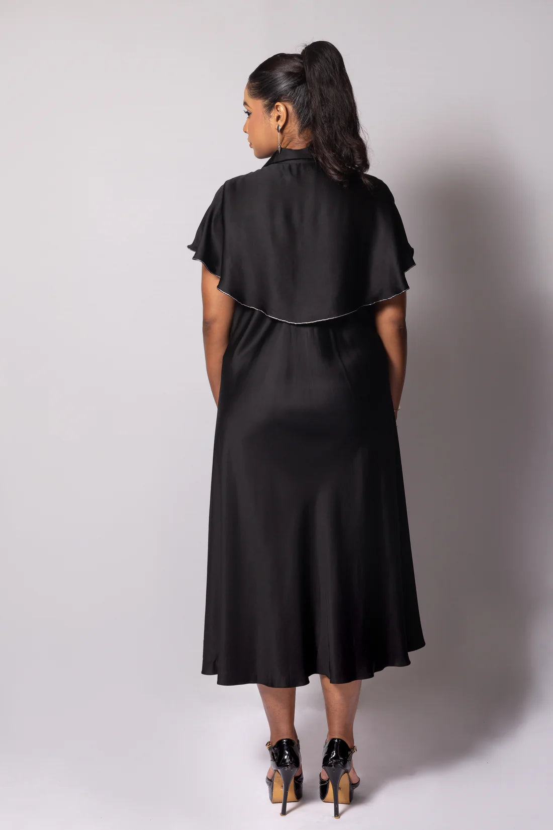 Princess Panel Dress with Cascade Sleeve Detail