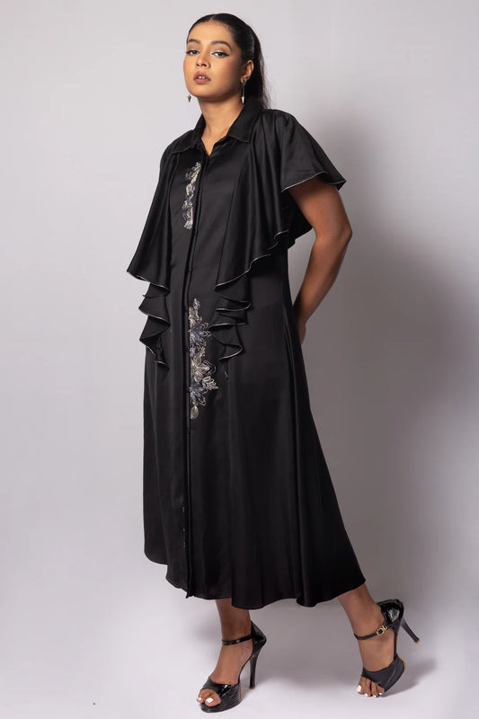 Princess Panel Dress with Cascade Sleeve Detail