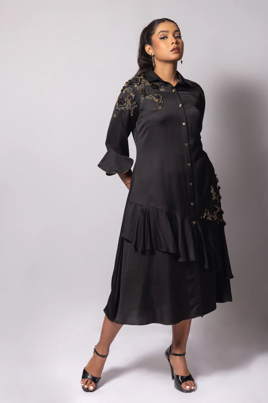 Asymmetric Frill Dress