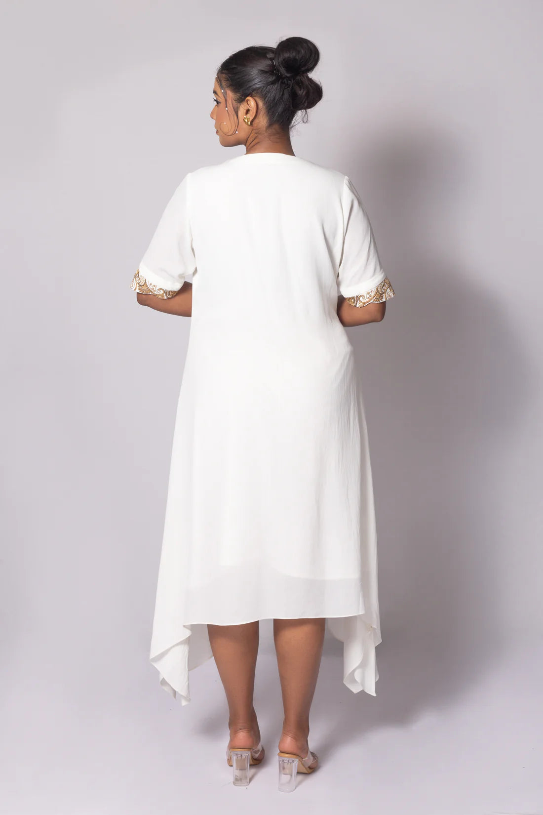 ASYMMETRIC zari Neck hi low Dress