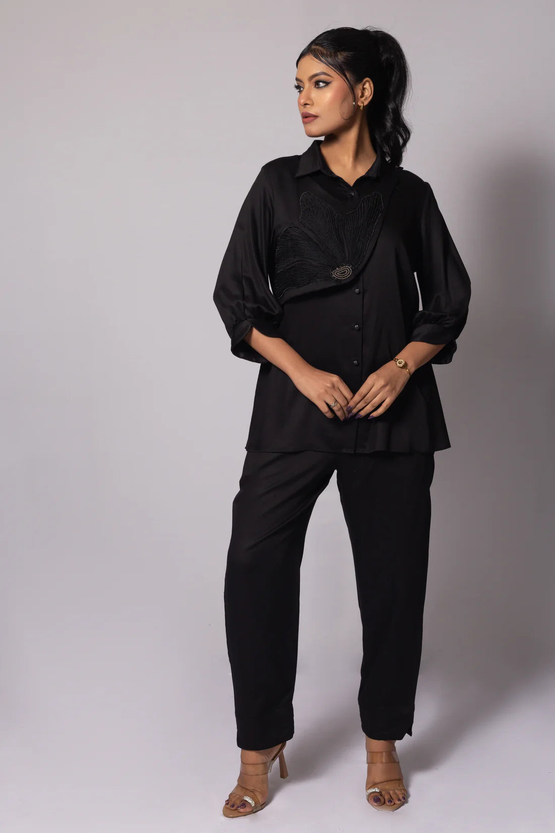 Asymmetric Floral Flap Co Ord