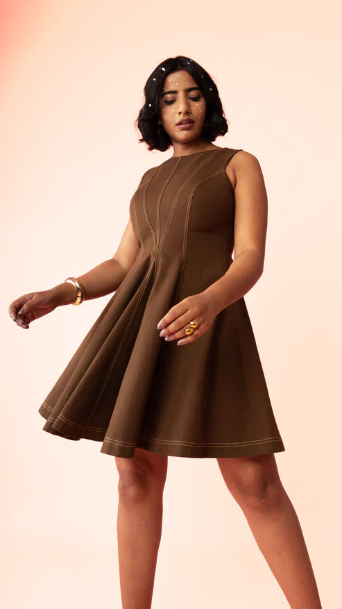 Sleeveless Corset-Inspired Flair Dress - NEW