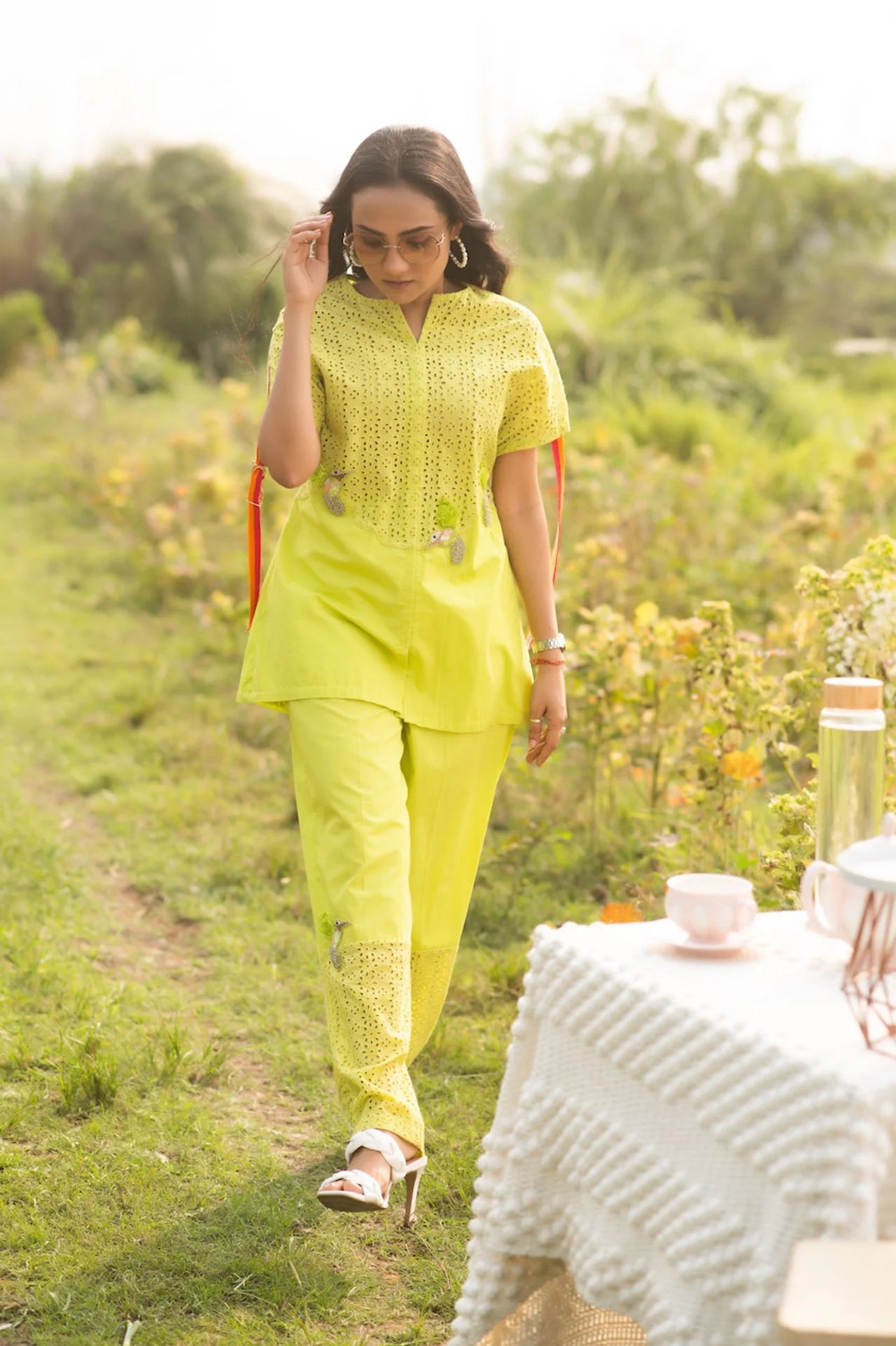 Lime Green Hakoba Co-ord Set
