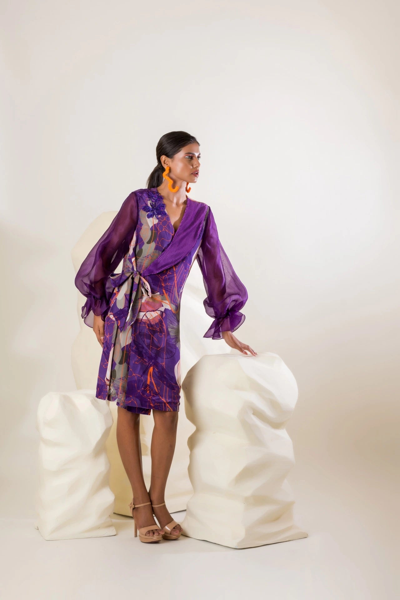 Printed Wrap-Around Dress