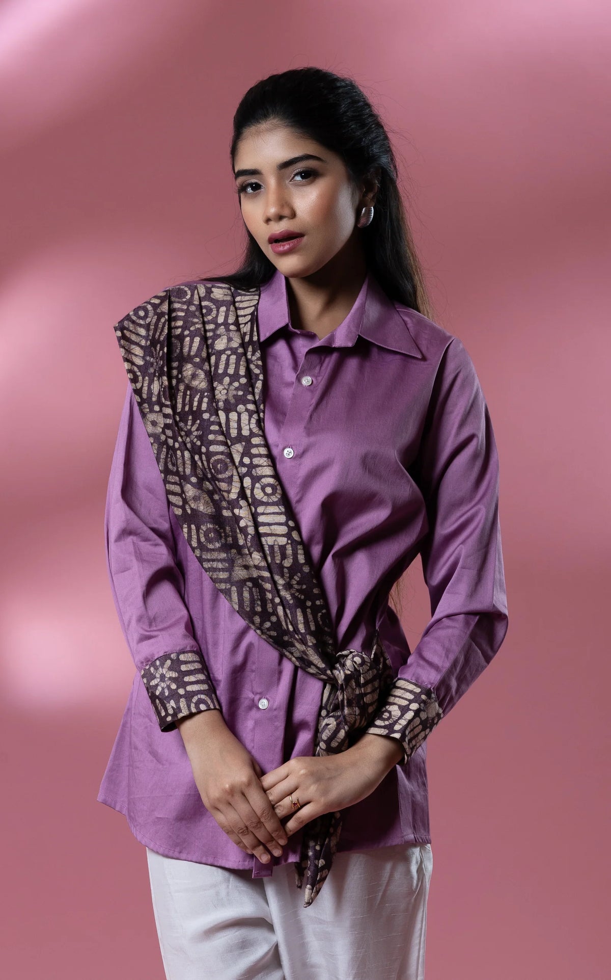 Italian Cotton Batik Shirt With Knot