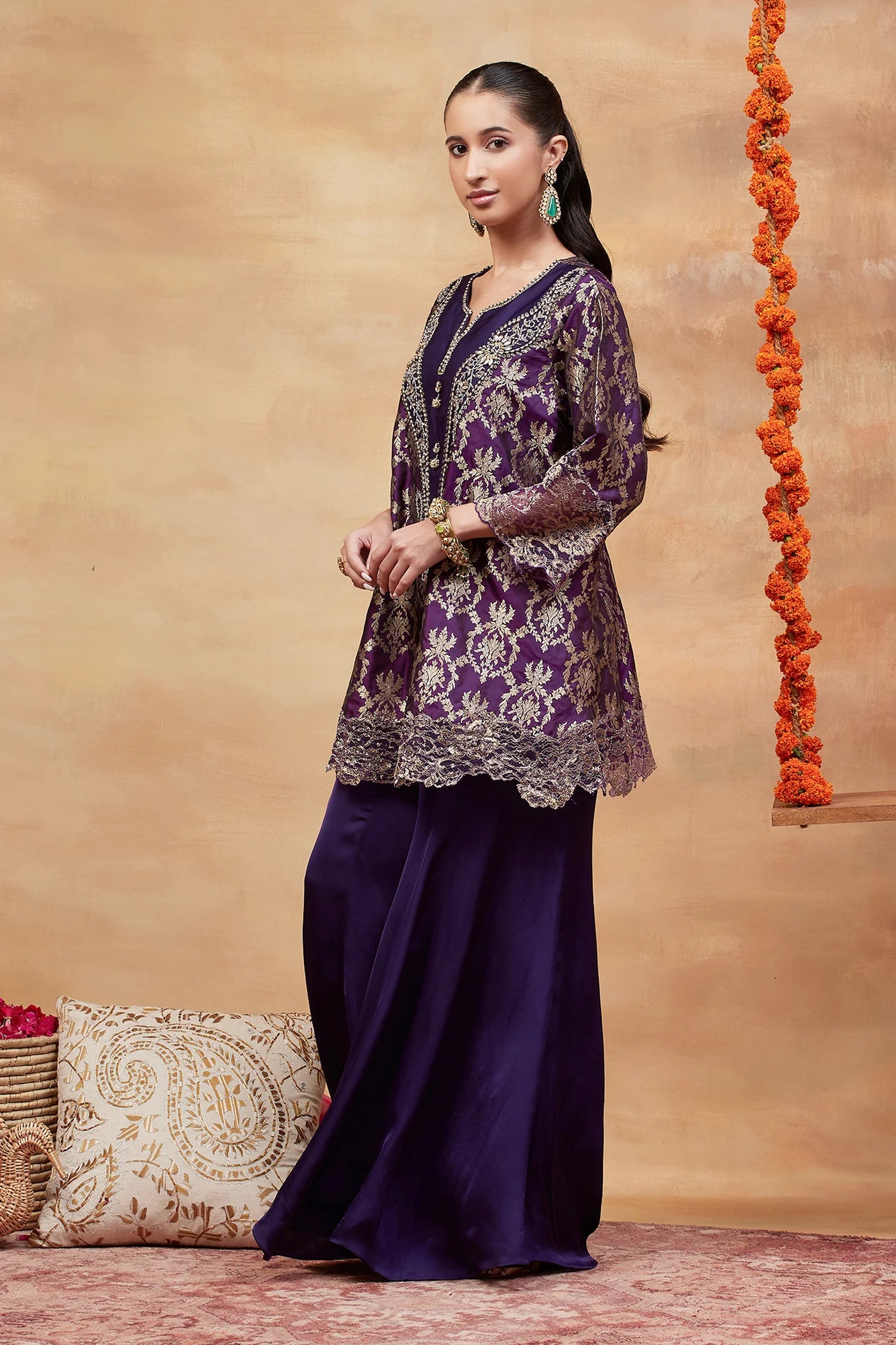 Janaki Jamuni Hand Embroidered Banarasi Sharara set