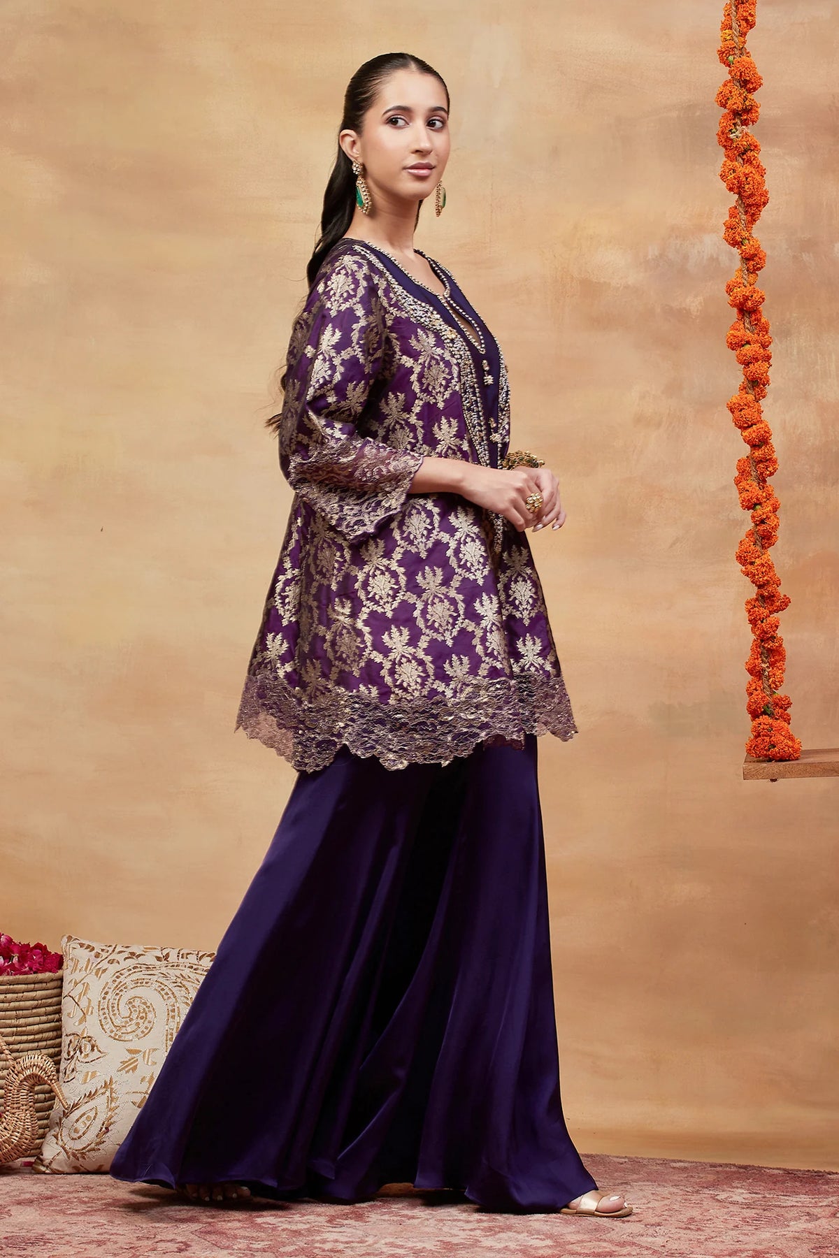 Janaki Jamuni Hand Embroidered Banarasi Sharara set