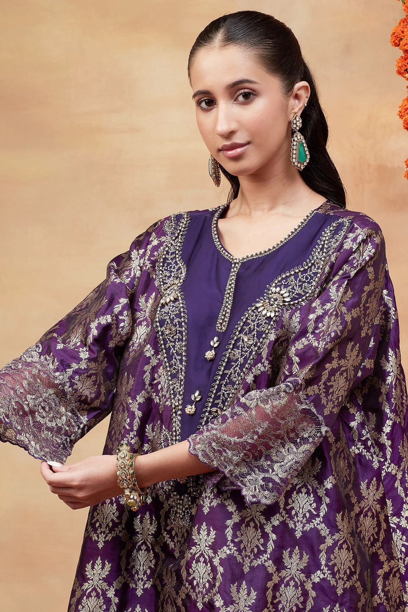 Janaki Jamuni Hand Embroidered Banarasi Sharara set