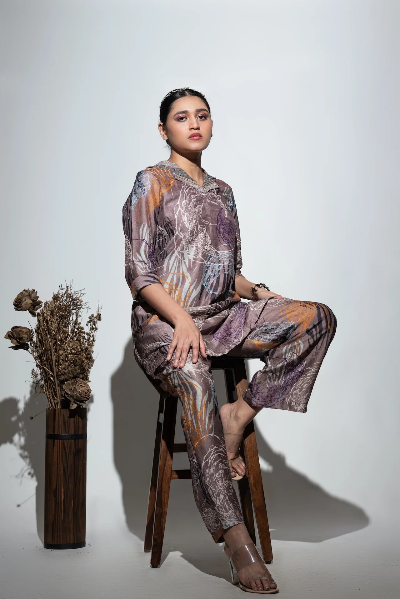 Printed Lapel Collar Co-ord Set